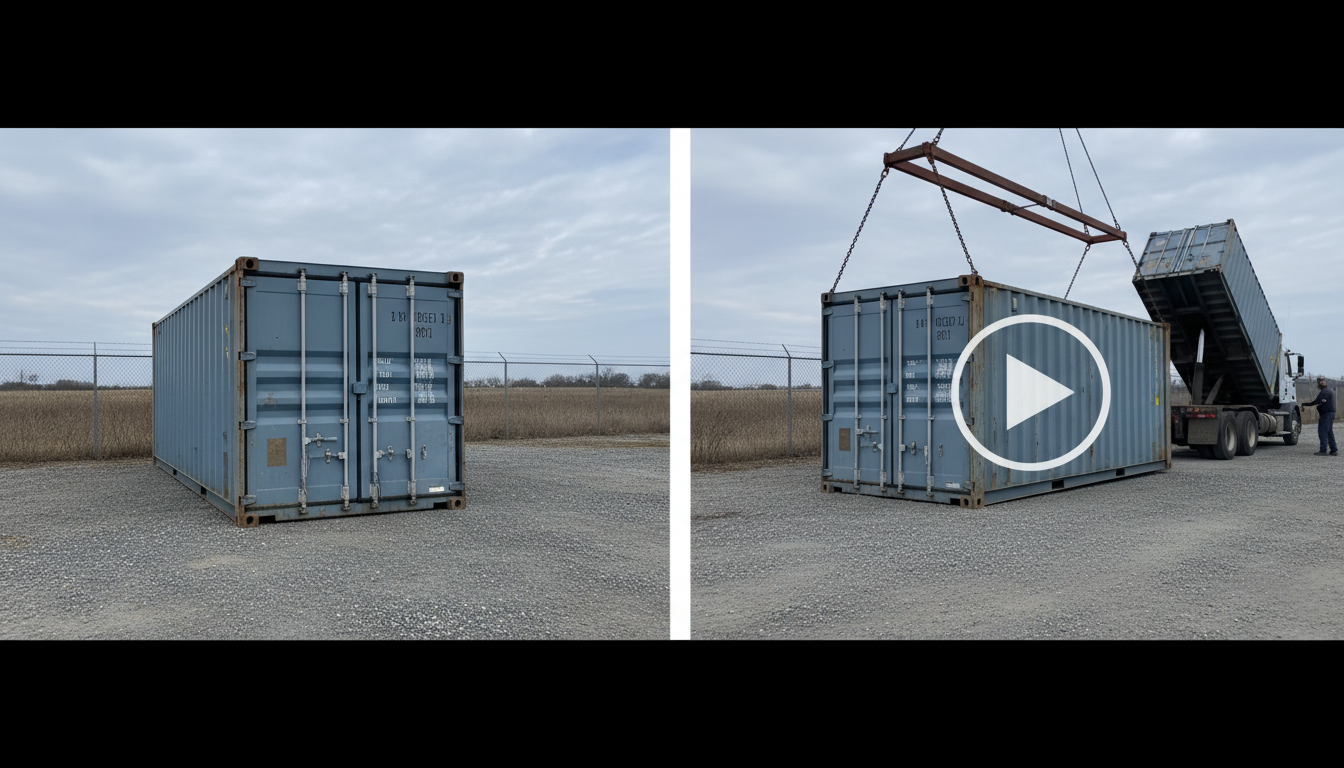Comparison of a static container photo versus a delivery video for marketing