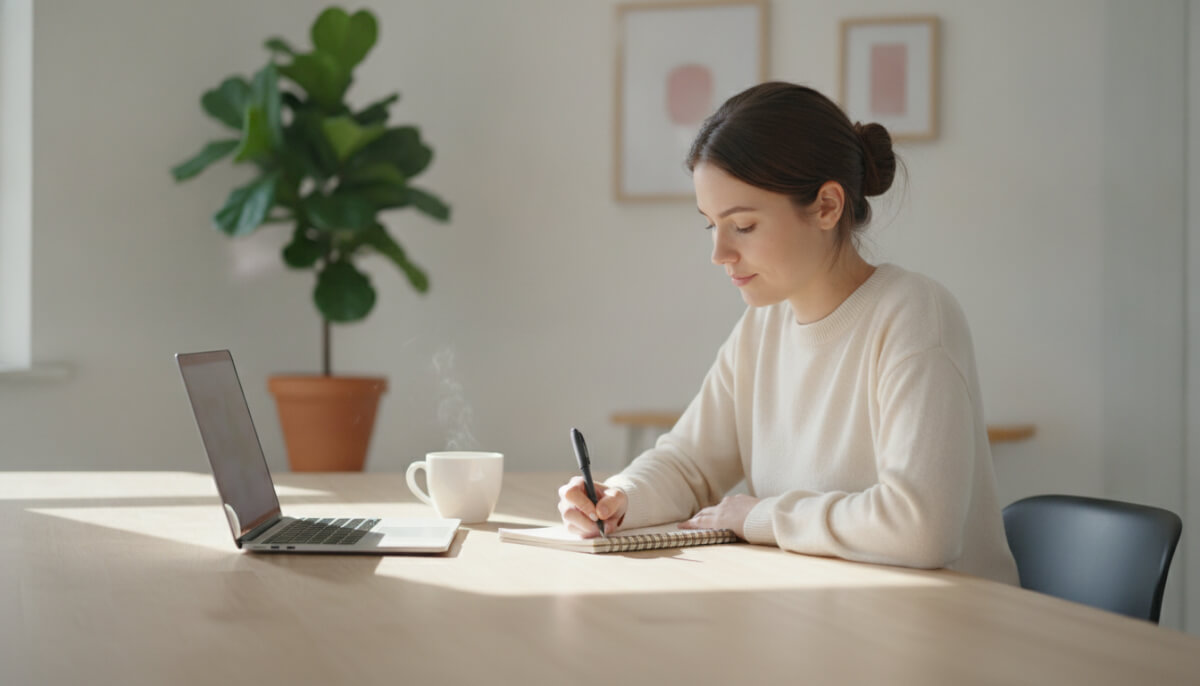 Business owner rewriting website copy so AI tools can clearly describe the company